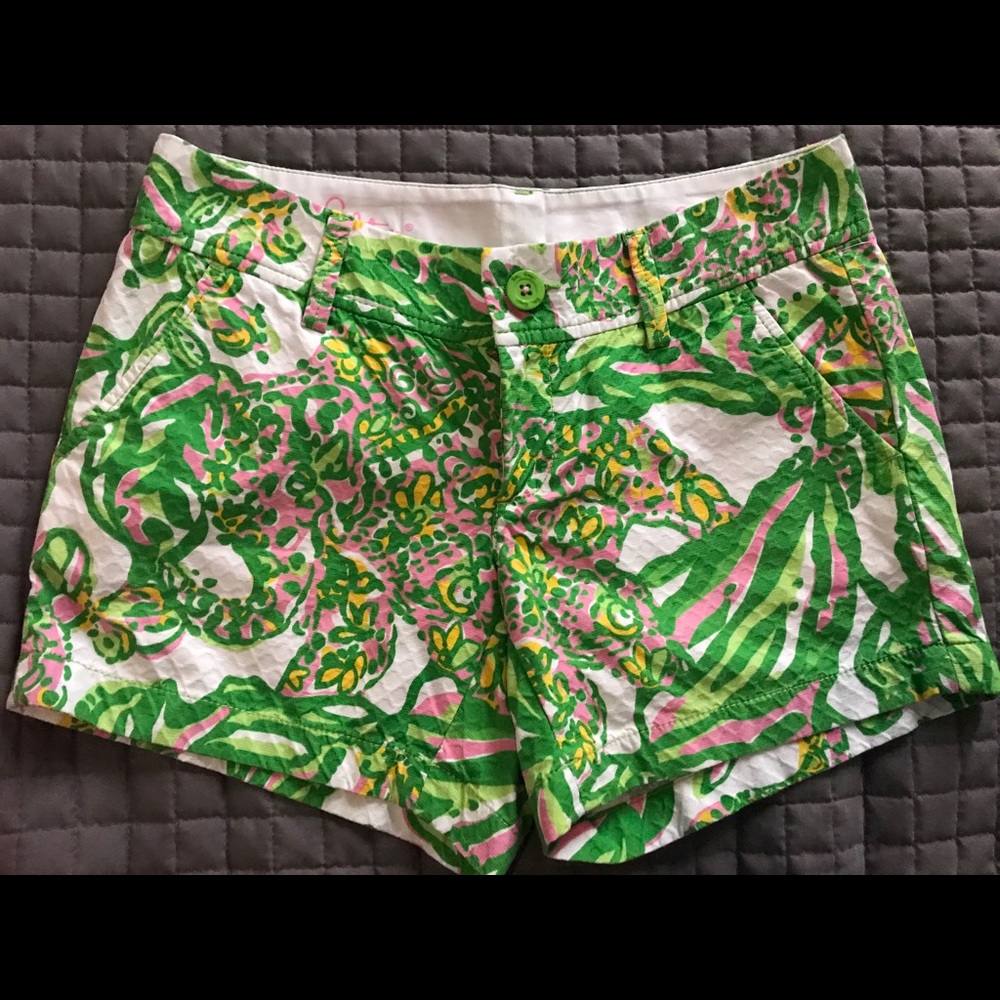 Lilly Pulitzer Green and Pink Patterned Women Shorts